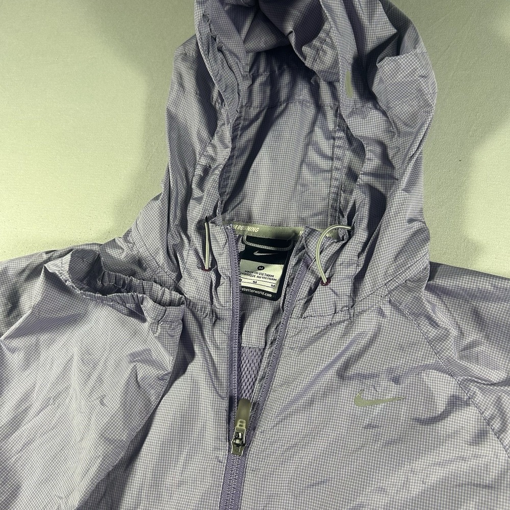 Nike Vapor Running Womens Full Zip Hooded Jacket Lavender Check 542213-538 M
